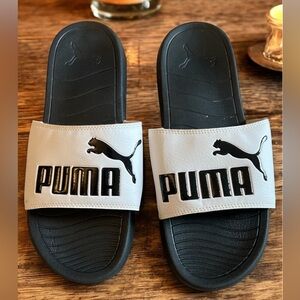 Puma Black and White Slides